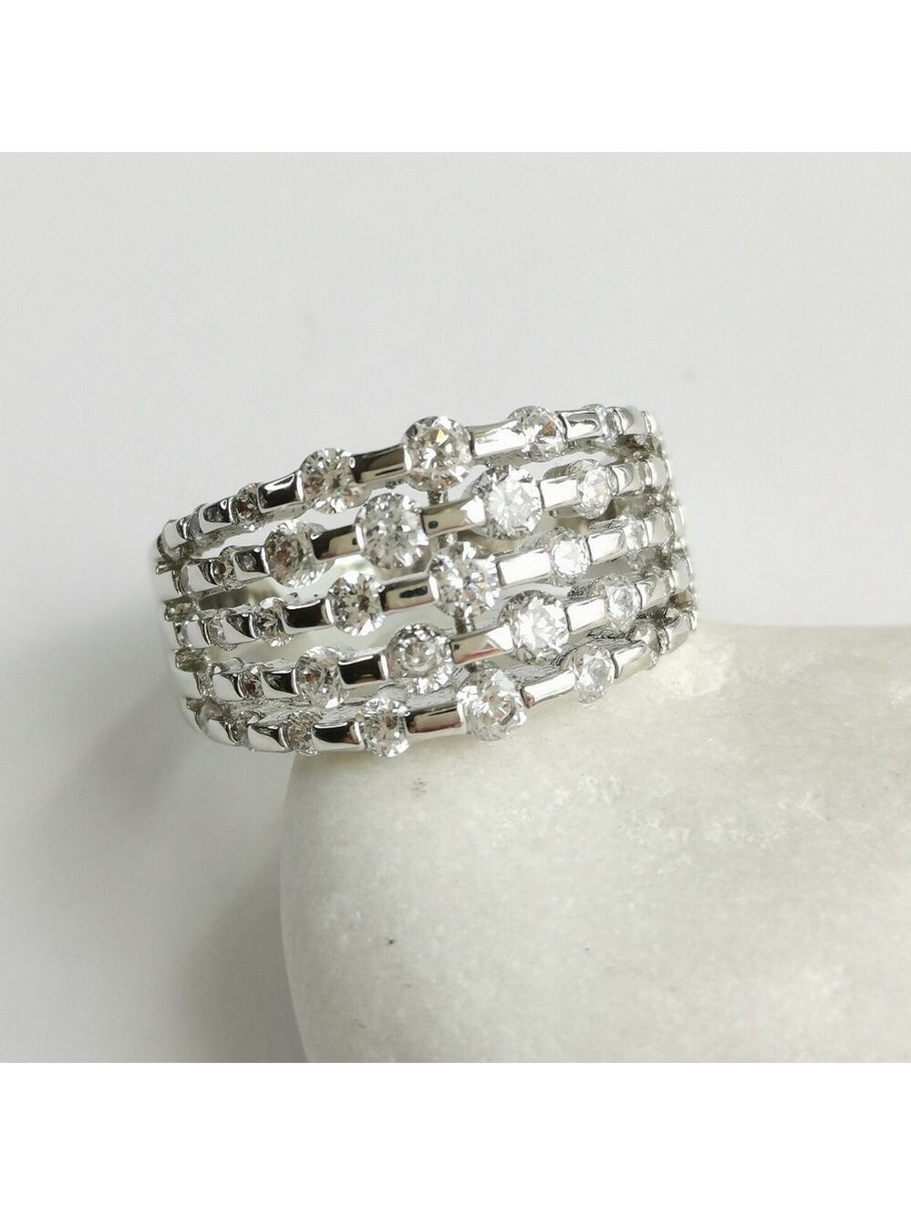 CZ Multi Row dome ring in 14k Gold Overlay Size 10 🆕